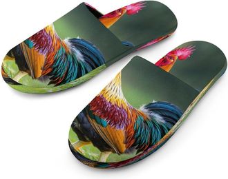 Generic Rooster Colorful Mens Cotton Slippers Memory Foam Comfort House Shoes Winter Indoor Slipper for Hotel Casa Spa