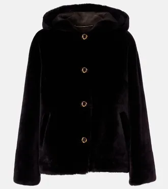 Agnona Chaqueta de borrego con capucha