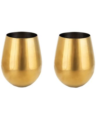 Viski Belmont Set Of 2 Gold Stemless Wine Glasses