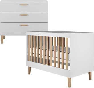 OEM Cuna 60x120 Y C&oacute;moda Kocot Kids Kubi - Blanco