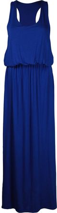 Purple Hanger Womens New Elasticated Gathered Waist Toga Racer Back Dresses Ladies Plain Sleeveless Long Vest Maxi Dress Royal Blue Size 24 - 26