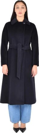 Max Mara Lange wollen jas - Dames - Jas met riem - Blauw - XS - Wol - Jassen