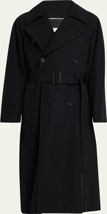 Saint Laurent Mens Grain de Poudre Belted Trench Coat