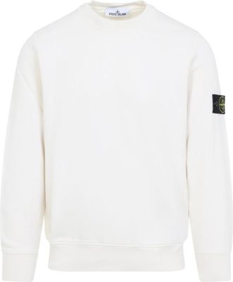 Stone Island White Round Neck Logo Sweatshirt