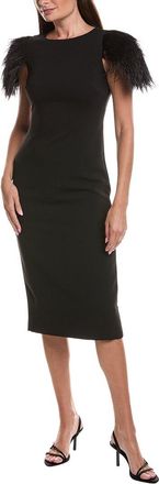 Badgley Mischka Feather Shoulder Cocktail Dress