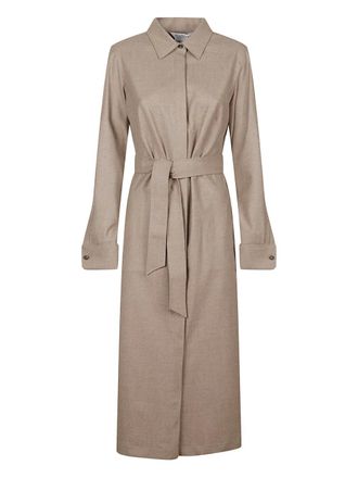 Max Mara belted foul&eacute; dress - Neutrals