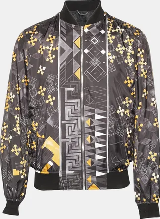 Versace Black Graphic Print Zip-Up Bomber Jacket