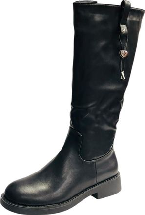 Generic Womens Faux Leather Mid Calf High Ladies Comfy Full Zip Winter Boots (Black, One Size, UK Footwear Size System, Adult, Women, Numeric, Medium, 6.5)