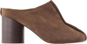 Maison Margiela Suede Blokhak Mules - Dames - Muiltjes - Bruin - 40 EU - Leer - Schoenen