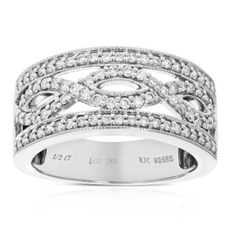 Vir Jewels 1/2 cttw Lab Grown Diamond Ring in Sterling Silver For Women