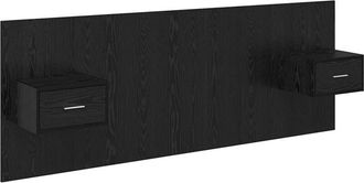vidaXL Cabecero Con Mueble 3 Pcs Roble Negro Madera De Ingenier&iacute;a Vidaxl
