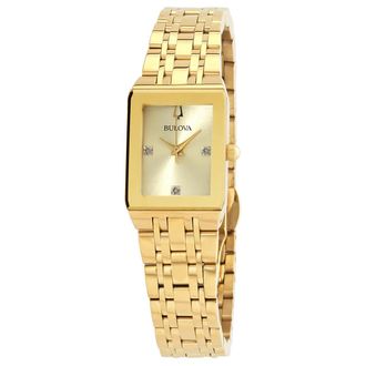 Bulova Futuro Quartz Champagne Dial Ladies Watch 97P140