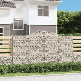 Berkfield Home Arched Gabion Baskets 4 pcs 300x50x160/180 cm Galvanised Iron in Silver