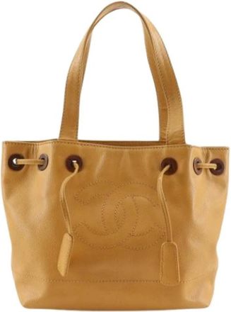 Chanel Pre-owned Coco Mark Caviar Tote Bag - Dames - Vintage Tas - Bruin - ONE Size - Leer - Vintage