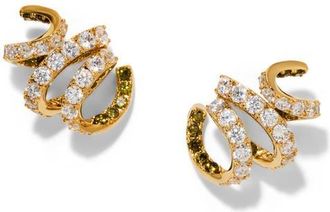 Nadri Bonne Anne Cubic Zirconia Ribbon Stud Earrings in Gold/green at Nordstrom