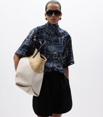 Bottega Veneta Top in twill di seta con stampa - Blu - Donna - 36