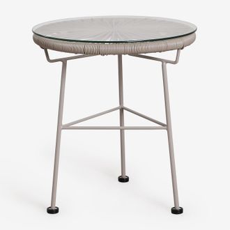 Sklum Mesa Auxiliar Para Jard&iacute;n Redonda &Oslash;45 Cm En Acero Y Mimbre Sint&eacute;tico Acapulco Sklum