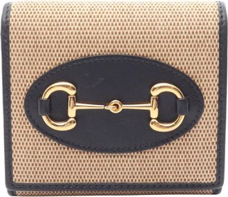 Gucci Beige Navy Canvas Leather Wallet (Bi-Fold) (Pre-Owned)