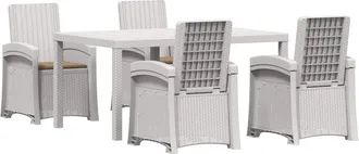 vidaXL Conjunto De Comedor De Jard&iacute;n 5 Uds. Blanco Y Topo Pp Vidaxl