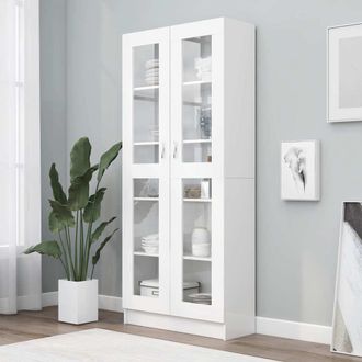 vidaXL Vitrina De Madera Contrachapada Blanco 82,5x30,5x185 Cm Vidaxl