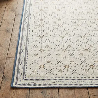 Maisons du monde Alfombra dhurrie de algod&oacute;n reciclado con cuadros de cemento, 160x230 cm