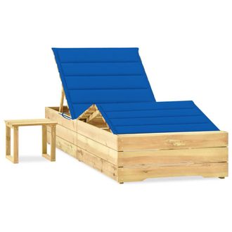 vidaXL Tumbona De Jard&iacute;n Con Mesa Y Coj&iacute;n De Madera De Pino Impregnada Vidaxl