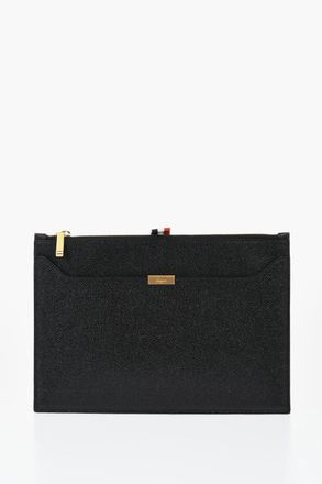 Thom Browne Porta Documenti in Pelle Martellata con Tasca Esterna Thom Browne