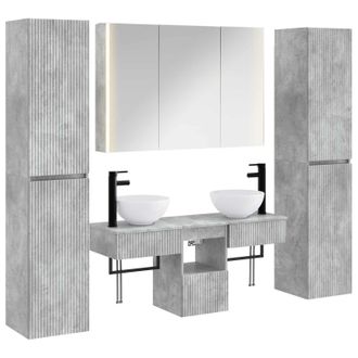 vidaXL Juego De Muebles De Ba&ntilde;o 6 Pcs Gris Hormig&oacute;n Vidaxl