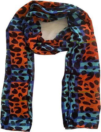Generic Women Leopard Print Scarf Chiffon Soft Plaid Shawls Lightweight Ladies Lomg Scarf All Seasons (Orange)