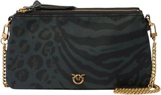 Pinko Mini Bags, female, Green, Size: ONE SIZE Animal Print Shoulder Bag