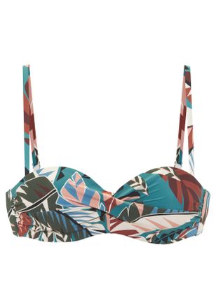 Buffalo B&uuml;gel-Bandeau-Bikini-Top BUFFALO Moana, Damen, Gr. 34, Cup B, aqua bedruckt, Recycling-Polyamid, bedruckt, Bikini-Oberteile B&uuml;gel-Bandeau-Bikini-Top, 