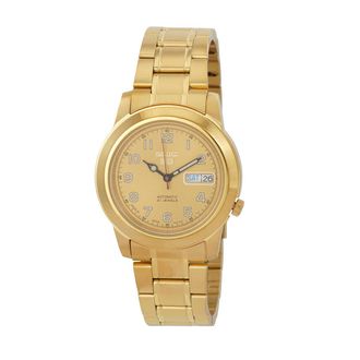 Seiko 5 Automatic Gold Dial Yellow Gold-tone Mens Watch SNKK38J1