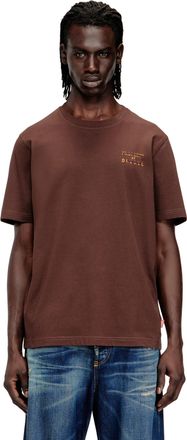 Diesel Regular cotton T-shirt with puff print - T-Shirts - Man - Brown