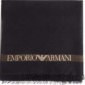 Emporio Armani Logo Sjaal - Heren - Sjaals - Zwart - ONE Size - Wol - Accessoires