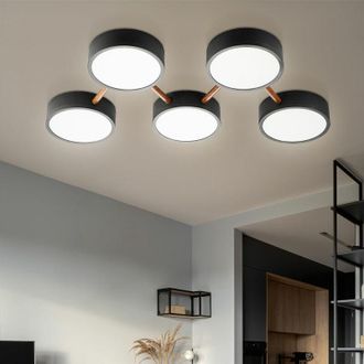 ETC Shop Plafoniera a led Lampada da soffitto rotonda dimmerabile Lampada a led dimmerabile camera da letto moderna, effetto legno nero, 25W 3400Lm bianco