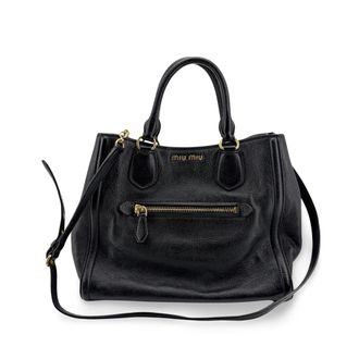 Miu Miu Vitello Fenix 2-Way Tote Bag Black