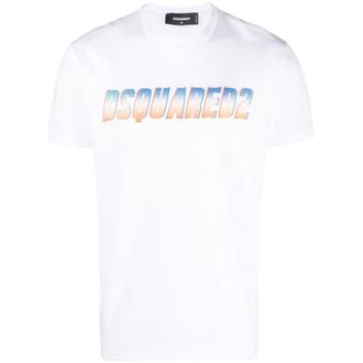 Dsquared2 Mens Sparkle Logo Cool Fit White T-Shirt Cotton - Size 2XL