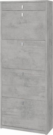 OEM Zapatero Con Cuatro Puertas Y Un Caj&oacute;n Superior Beton Cemento 63x29x H164 Cm