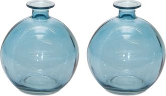 Melrose International Glass Bubble Vase (Set of 2) - Blue