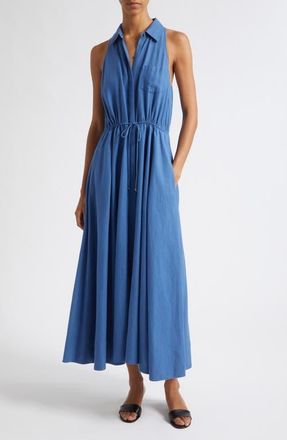 Toccin Tiana Sleeveless Linen & Cotton Shirtdress in Ocean at Nordstrom, Size Medium