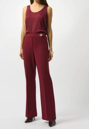 Joseph Ribkoff Pull On Mid-Rise Flared Trouser Pant In Merlot