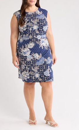 Connected Floral Sleeveless Side Panel Dress in Slate at Nordstrom, Size 14W