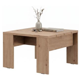 Dmora Mesa De Centro Magre, Forma Cuadrada, Color Marr&oacute;n Tapa, Estructura Roble Nudos, 67x67x43h Cm Marr&oacute;n Roble Nudos