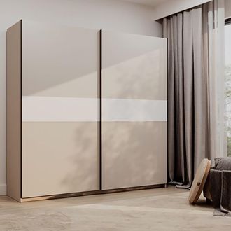 Dmora Armario 2 Puertas Nalika, Ropero Dormitorio Con 2 Estantes, Barra Para Ropa, 2 Puertas, 200x204h Cm Beige Cashmere