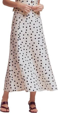 Boden Miriam Linen Maxi Skirt in Ivory Painted Dot at Nordstrom, Size 10