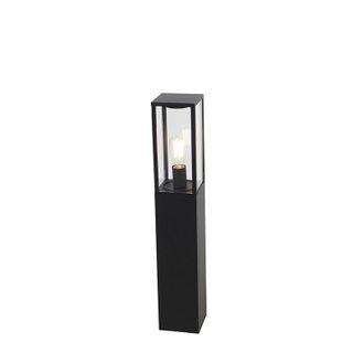 QAZQA Industrial L&aacute;mpara De Pie Industrial Para Exteriores Negra 80 Cm Ip44 - Charlois Aluminio /vidrio Alargada Adecuado Para Led Max. 1 X 40 Watt - Qazqa