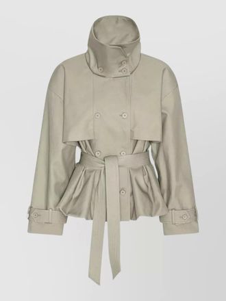 Rotate trench coat high collar storm flap