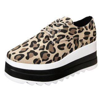 Generic Women Platform Casual Sneakers Thick Sole Lace Up Round Toe Elevated Comfort Footwear for Everyday Wear (Khaki, 6.5)