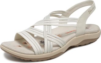 Skechers Reggae Womens Slim-Simply Stretch Sports Sandals, White opulent garden, 2 UK