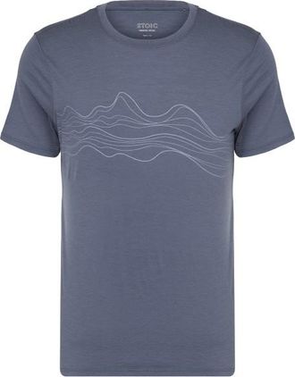 Stoic Merino155 LaholmSt. Print T-Shirt Lines Merinoshirt f&uuml;r Herren | blau